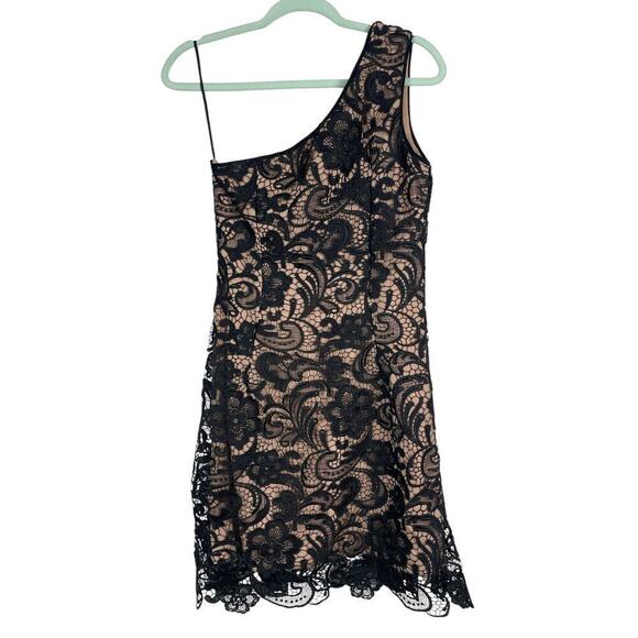 Dress The Population Isabella One-Shoulder Lace Sheath Dress Black Medium Party - Picture 8 of 14